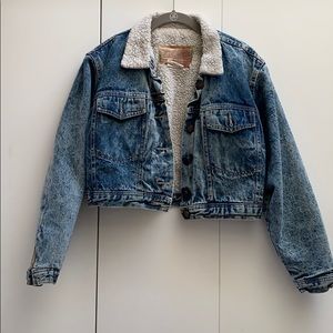 Cropped Sherpa Denim Jacket
